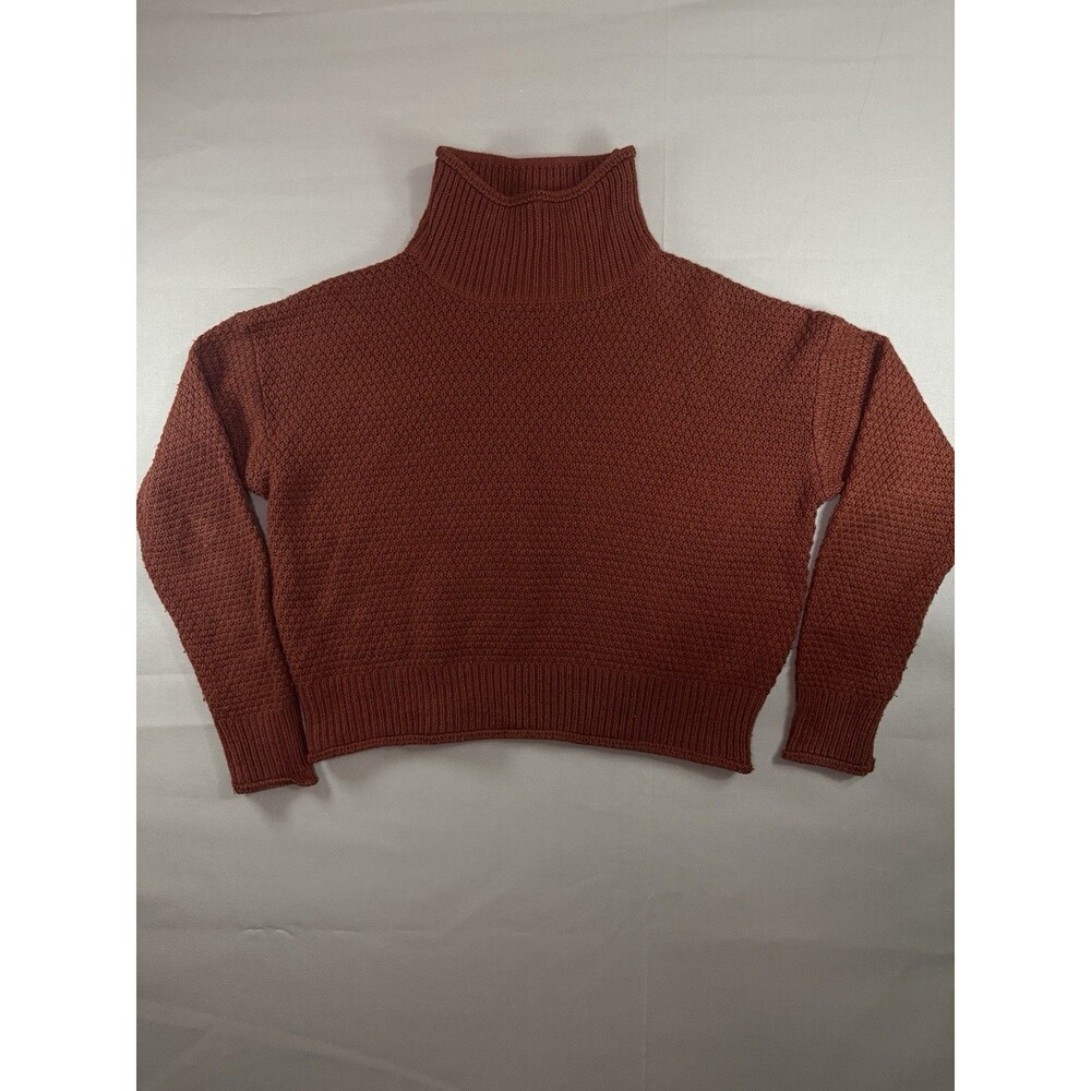 Cozy Casual Sweater Cropped Oversized Maroon Turtleneck S/M Warm Fall Winter
